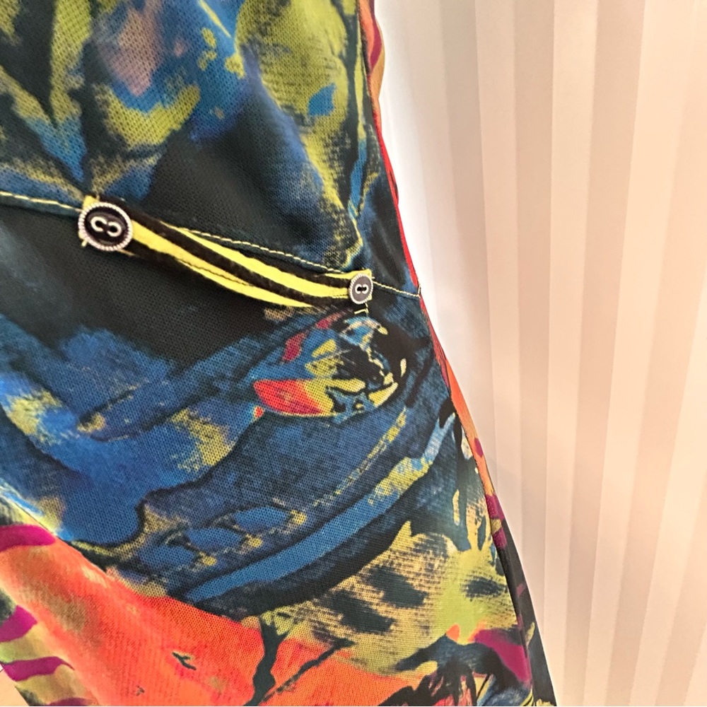 Jane & John black blue orange green abstract lined comfortable dress Size M - Picture 5 of 9